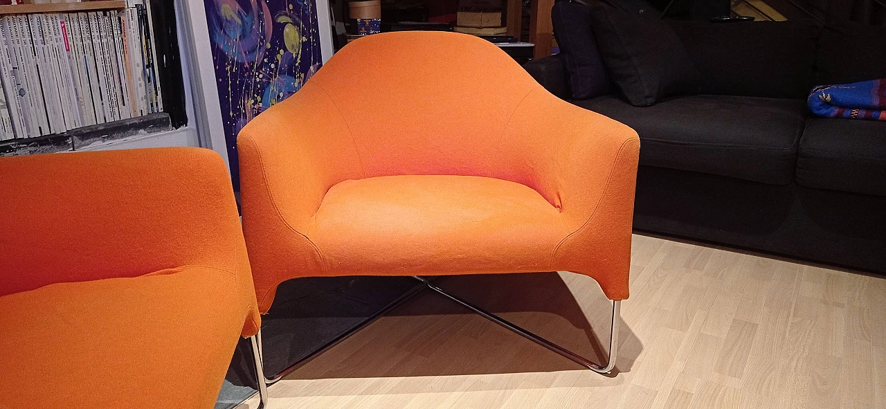 Pair of Bali armchairs by Carlo Colombo in orange fabric, 2000s 68