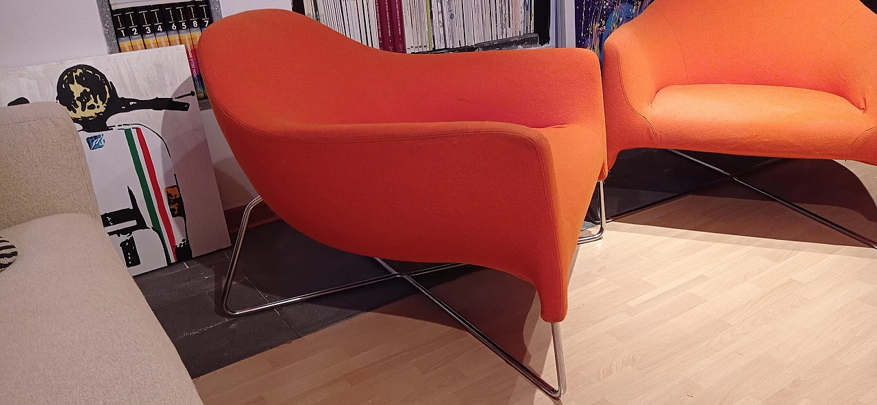 Pair of Bali armchairs by Carlo Colombo in orange fabric, 2000s 69