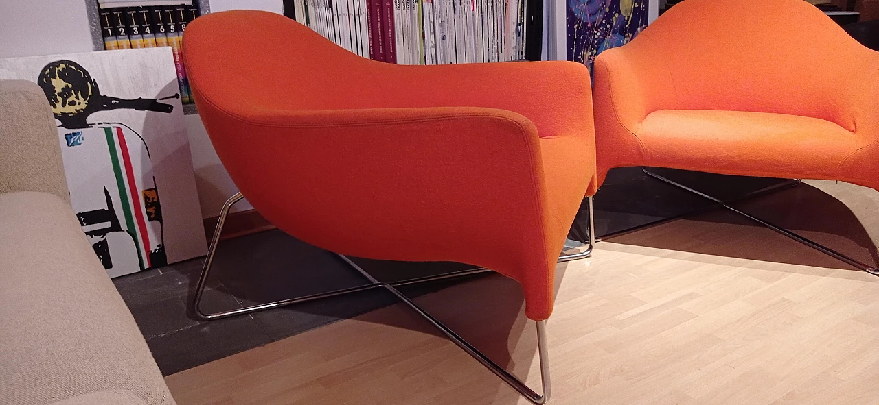 Pair of Bali armchairs by Carlo Colombo in orange fabric, 2000s 70