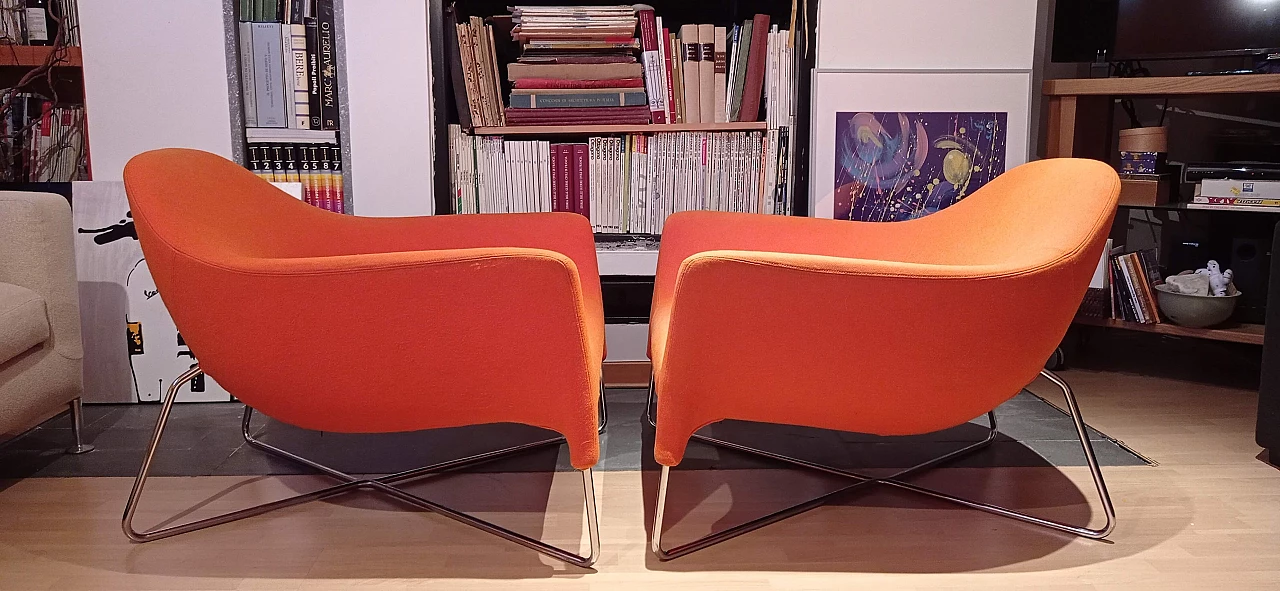 Pair of Bali armchairs by Carlo Colombo in orange fabric, 2000s 85
