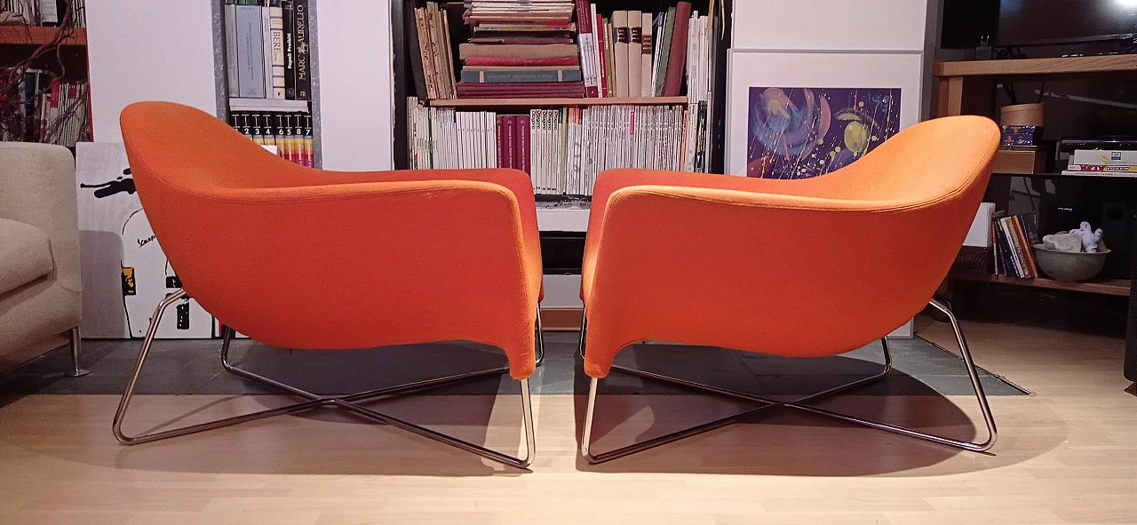 Pair of Bali armchairs by Carlo Colombo in orange fabric, 2000s 86