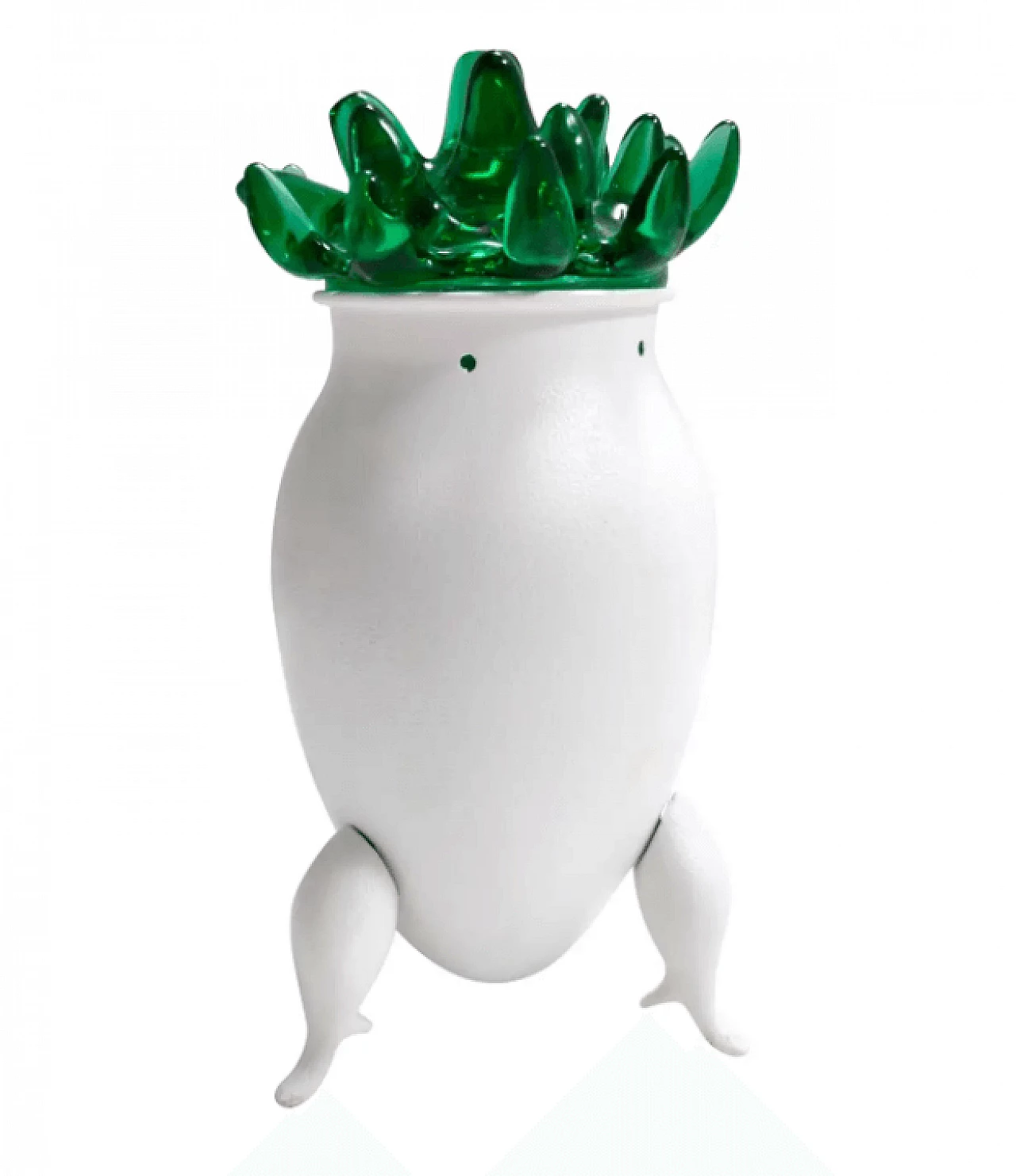 Lampada da tavolo in vetro di Murano verde e alluminio bianco, anni '80 1