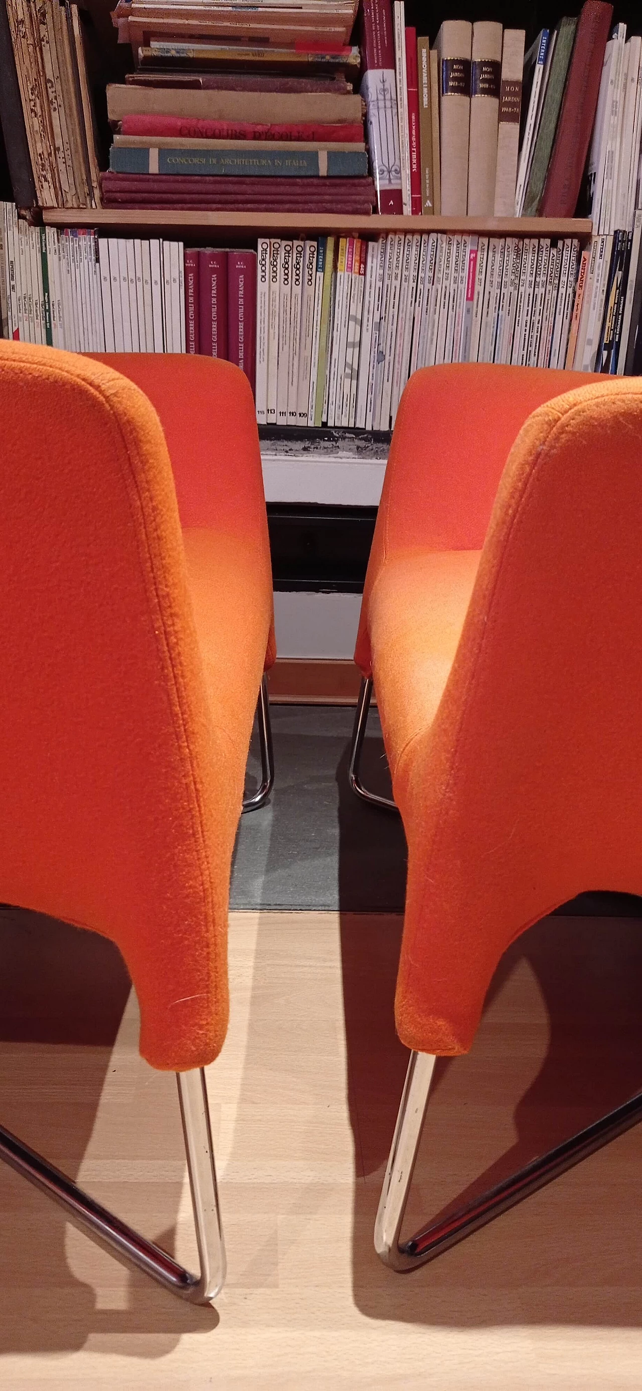 Pair of Bali armchairs by Carlo Colombo in orange fabric, 2000s 92