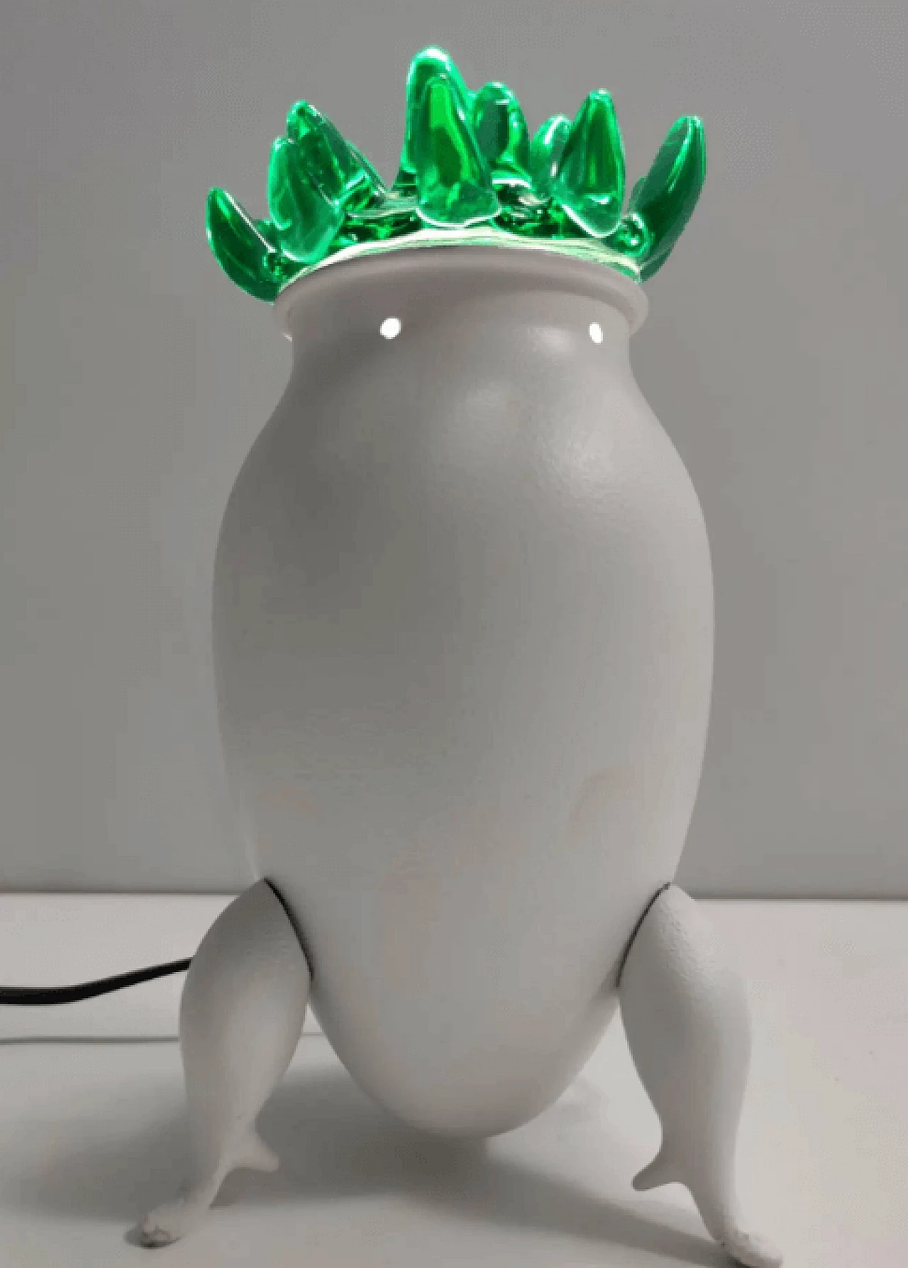Lampada da tavolo in vetro di Murano verde e alluminio bianco, anni '80 5