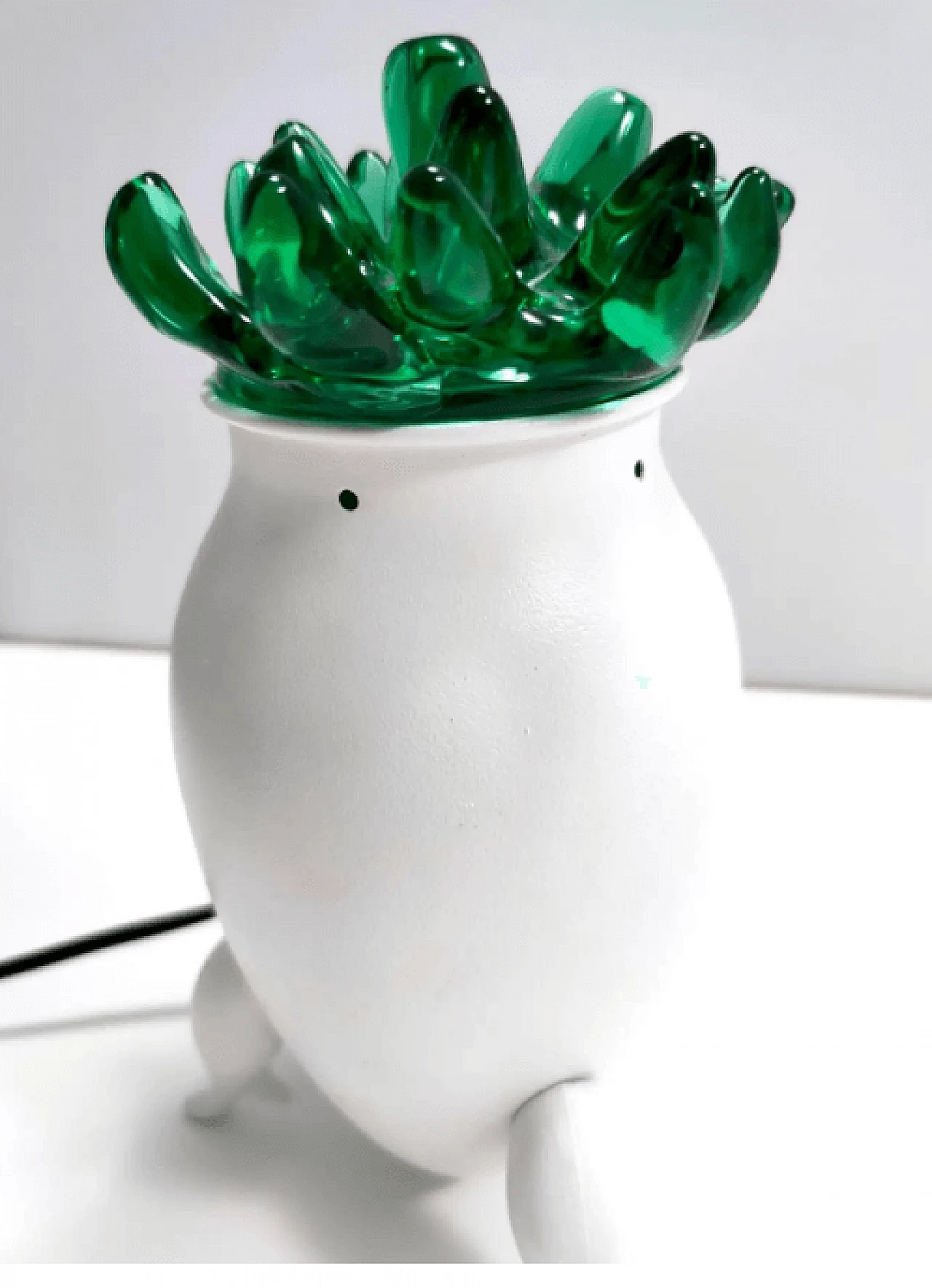 Lampada da tavolo in vetro di Murano verde e alluminio bianco, anni '80 6