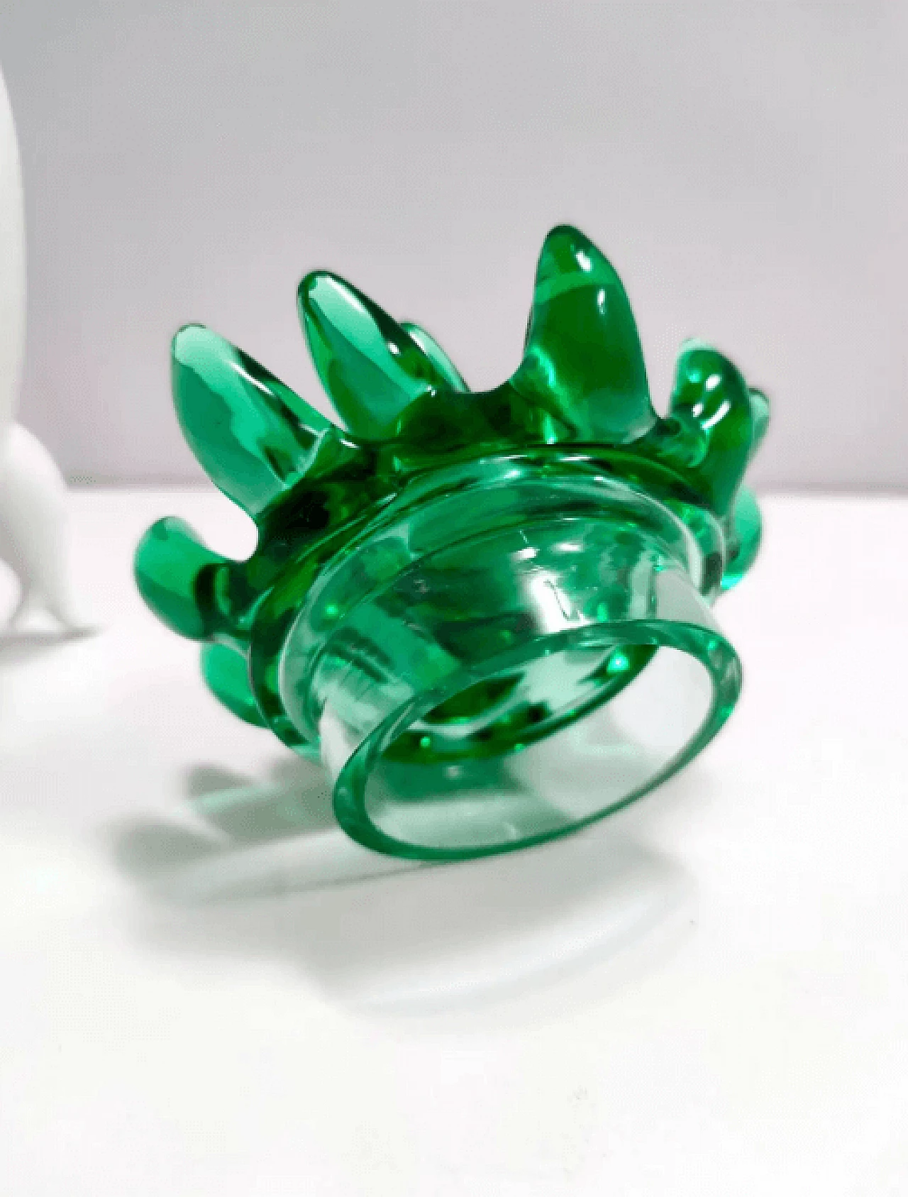 Lampada da tavolo in vetro di Murano verde e alluminio bianco, anni '80 8