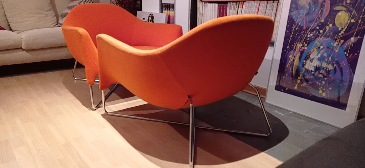 Pair of Bali armchairs by Carlo Colombo in orange fabric, 2000s 109