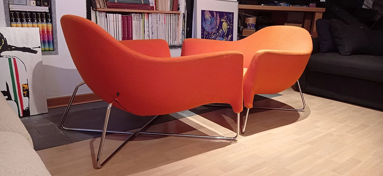Pair of Bali armchairs by Carlo Colombo in orange fabric, 2000s 110