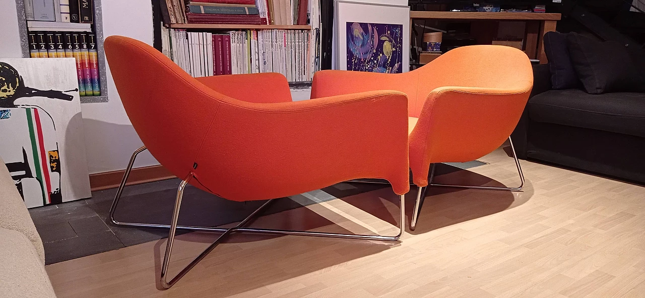 Pair of Bali armchairs by Carlo Colombo in orange fabric, 2000s 111