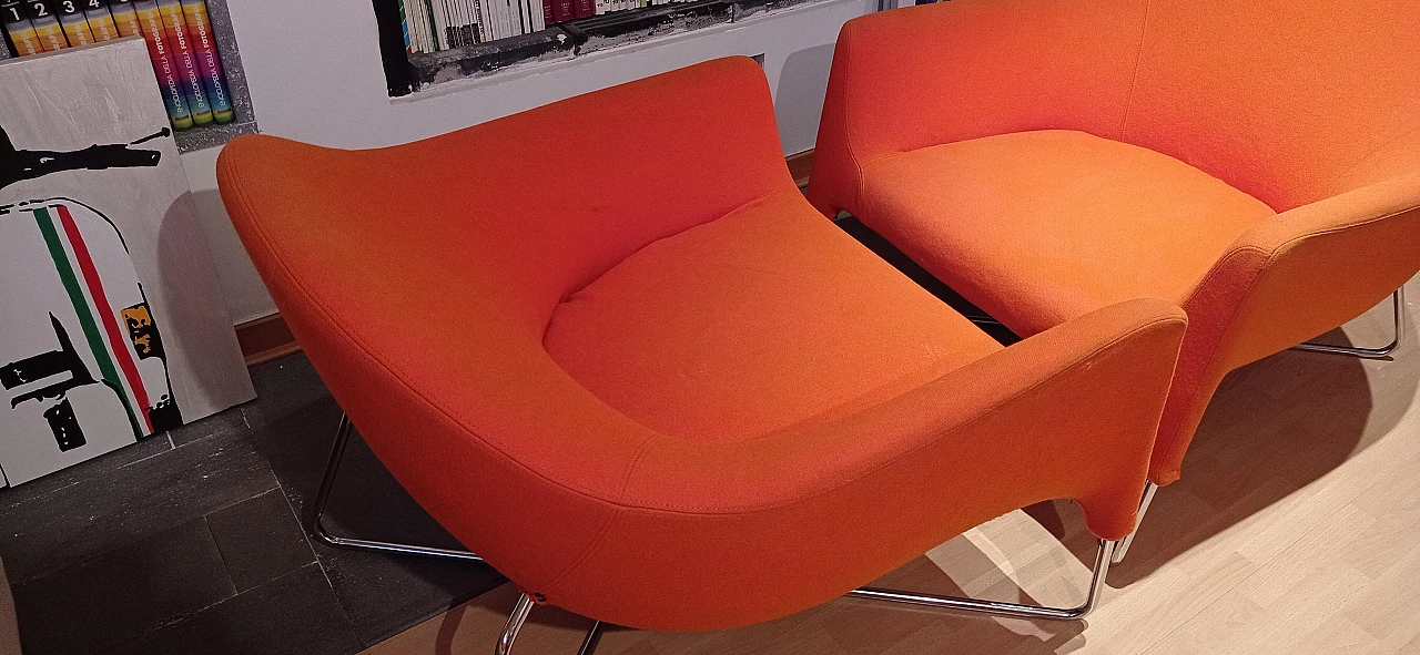 Pair of Bali armchairs by Carlo Colombo in orange fabric, 2000s 112