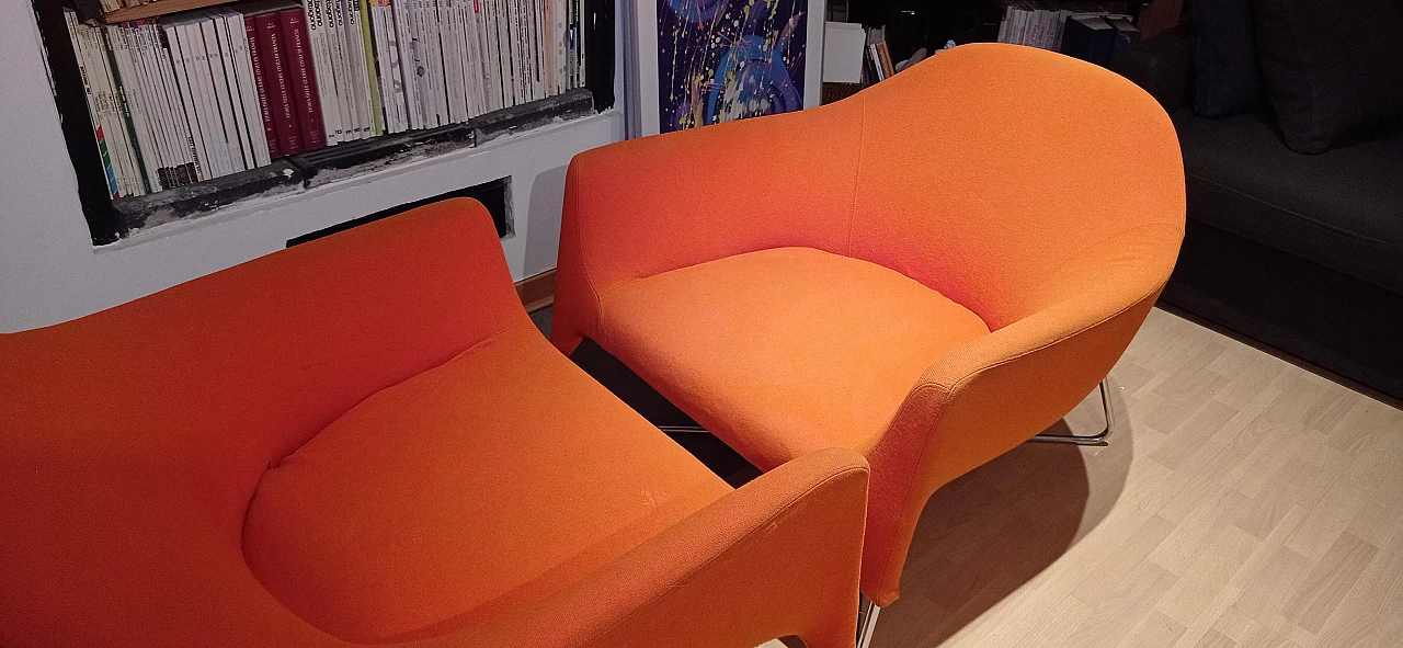Pair of Bali armchairs by Carlo Colombo in orange fabric, 2000s 113