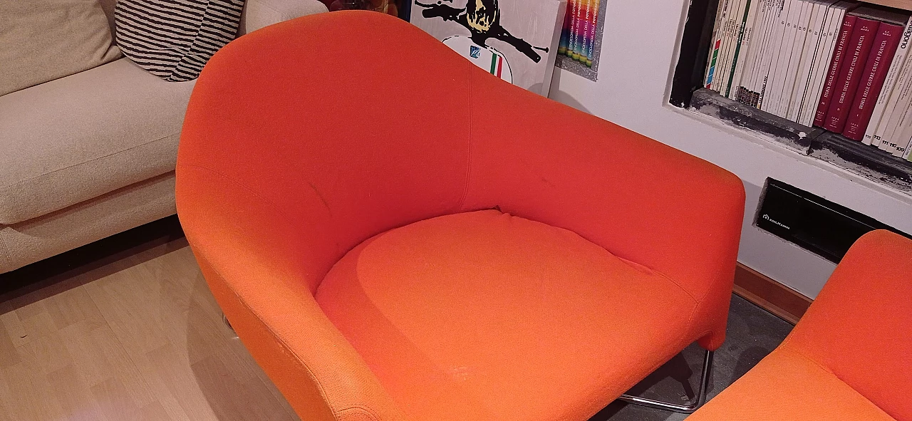 Pair of Bali armchairs by Carlo Colombo in orange fabric, 2000s 114