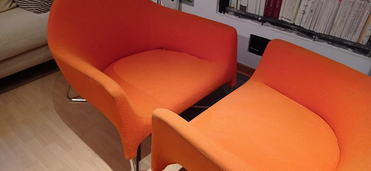 Pair of Bali armchairs by Carlo Colombo in orange fabric, 2000s 115