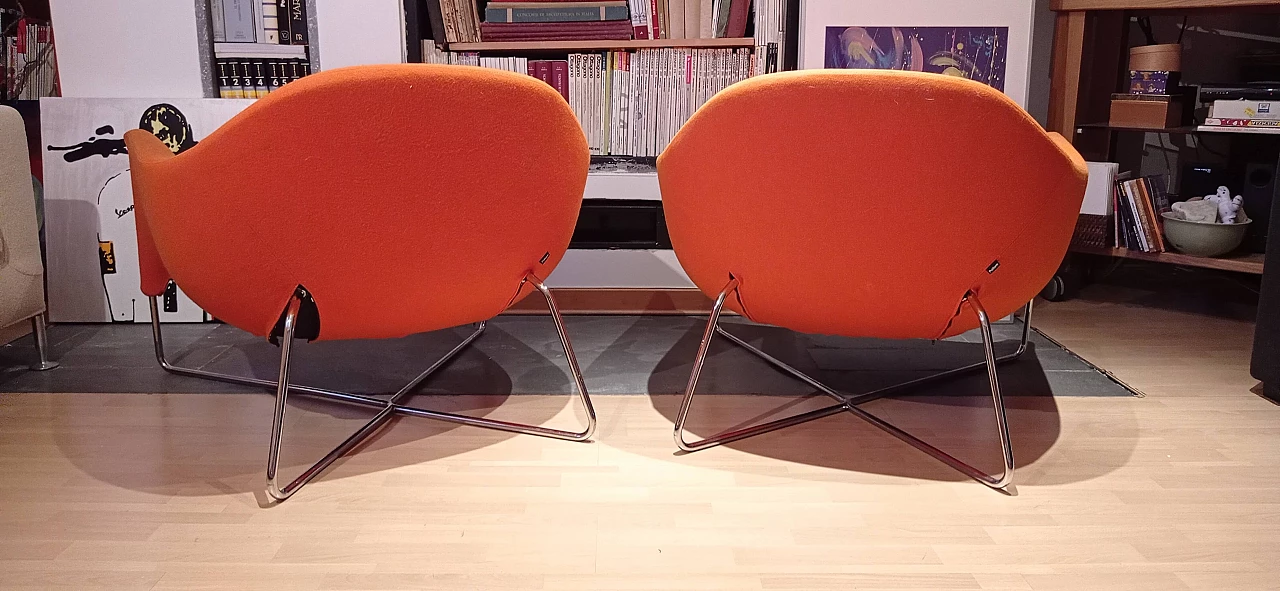 Pair of Bali armchairs by Carlo Colombo in orange fabric, 2000s 117
