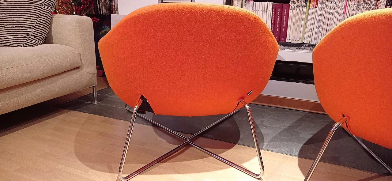Pair of Bali armchairs by Carlo Colombo in orange fabric, 2000s 119