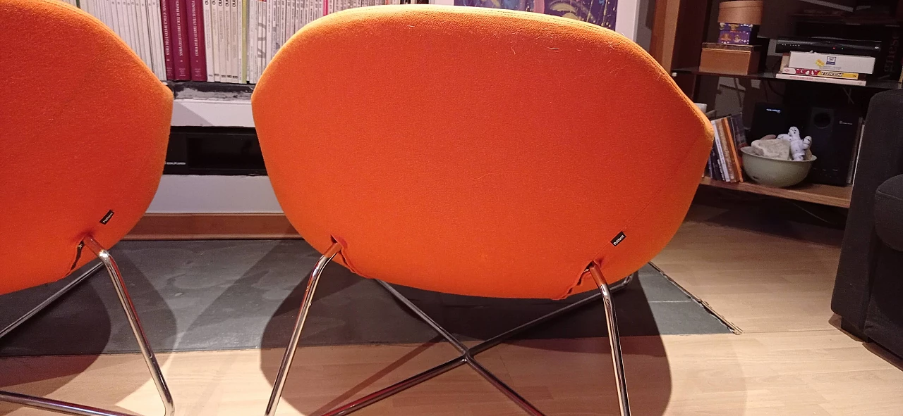 Pair of Bali armchairs by Carlo Colombo in orange fabric, 2000s 120
