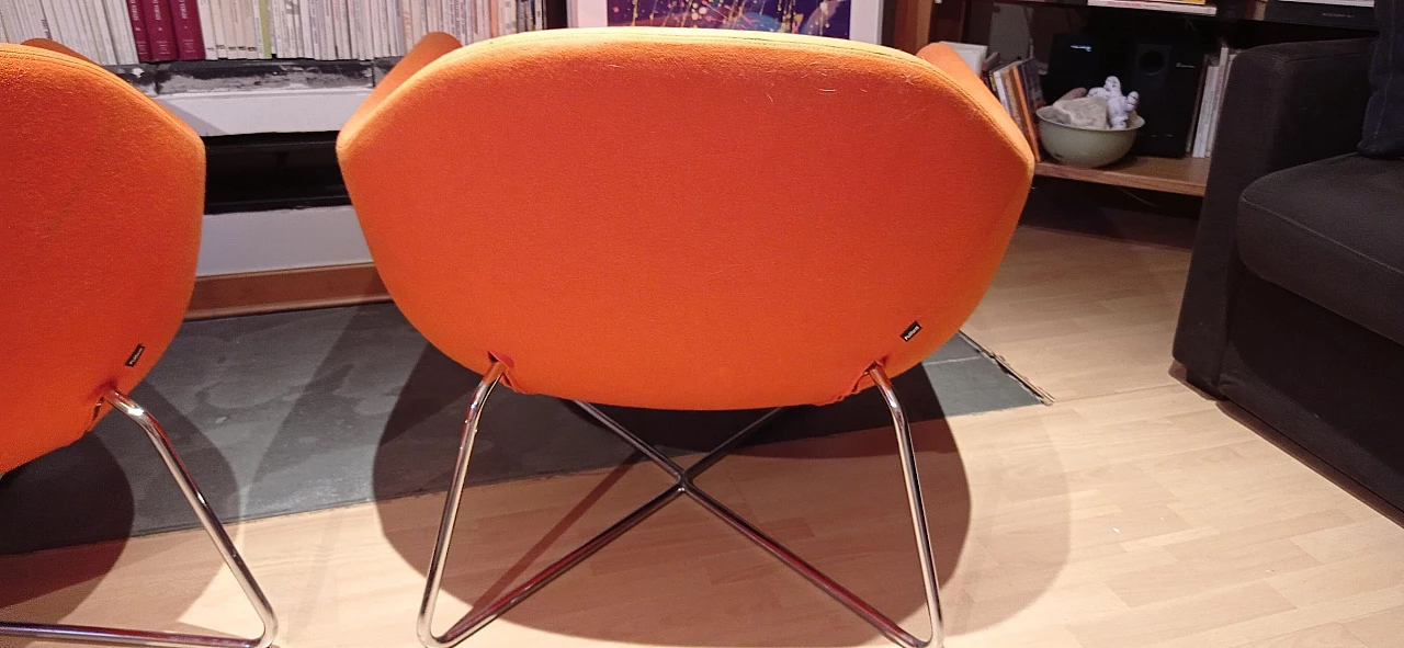 Pair of Bali armchairs by Carlo Colombo in orange fabric, 2000s 129