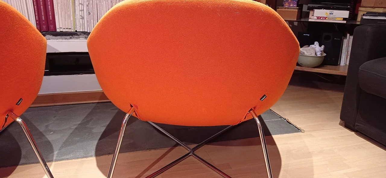 Pair of Bali armchairs by Carlo Colombo in orange fabric, 2000s 130