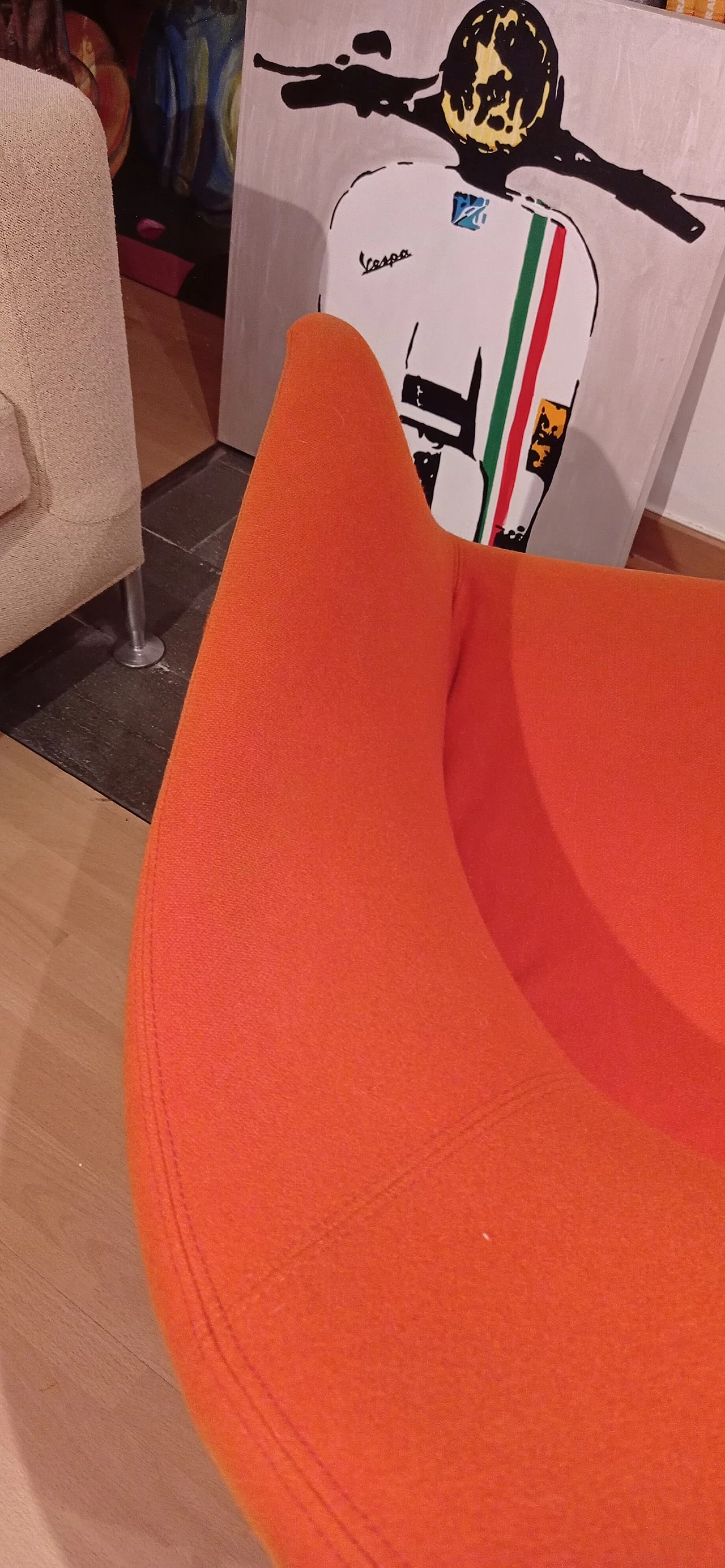 Pair of Bali armchairs by Carlo Colombo in orange fabric, 2000s 132