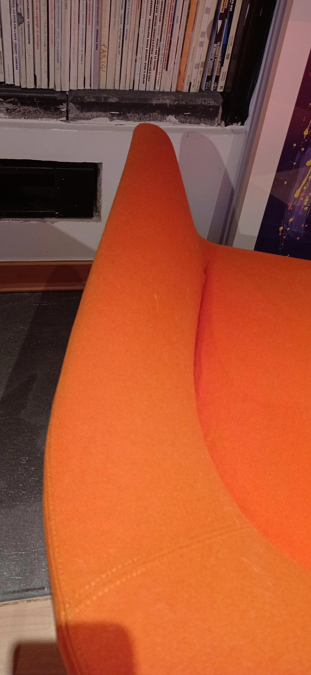 Pair of Bali armchairs by Carlo Colombo in orange fabric, 2000s 136