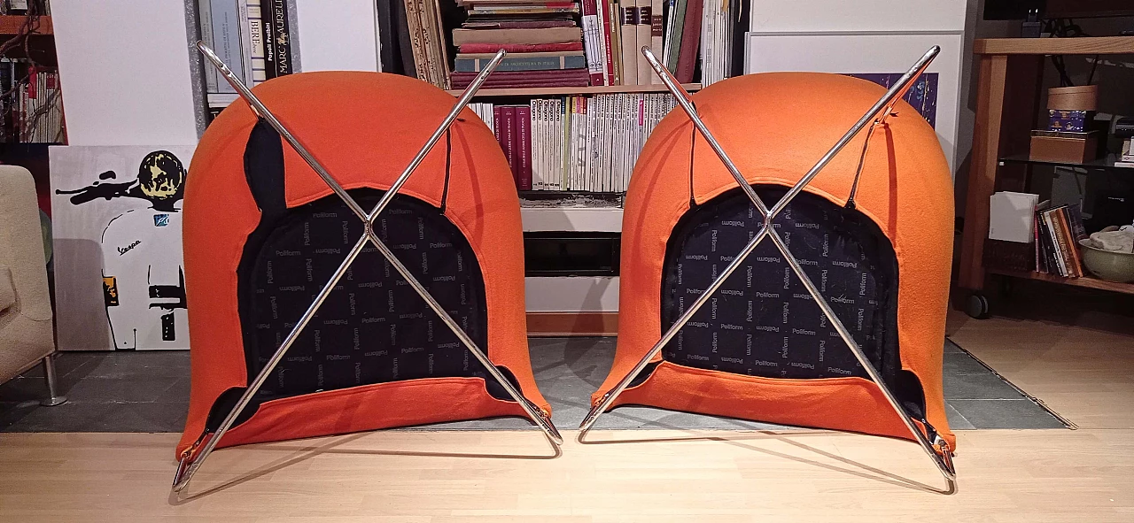 Pair of Bali armchairs by Carlo Colombo in orange fabric, 2000s 140