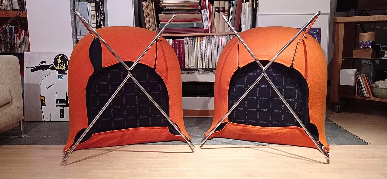 Pair of Bali armchairs by Carlo Colombo in orange fabric, 2000s 141