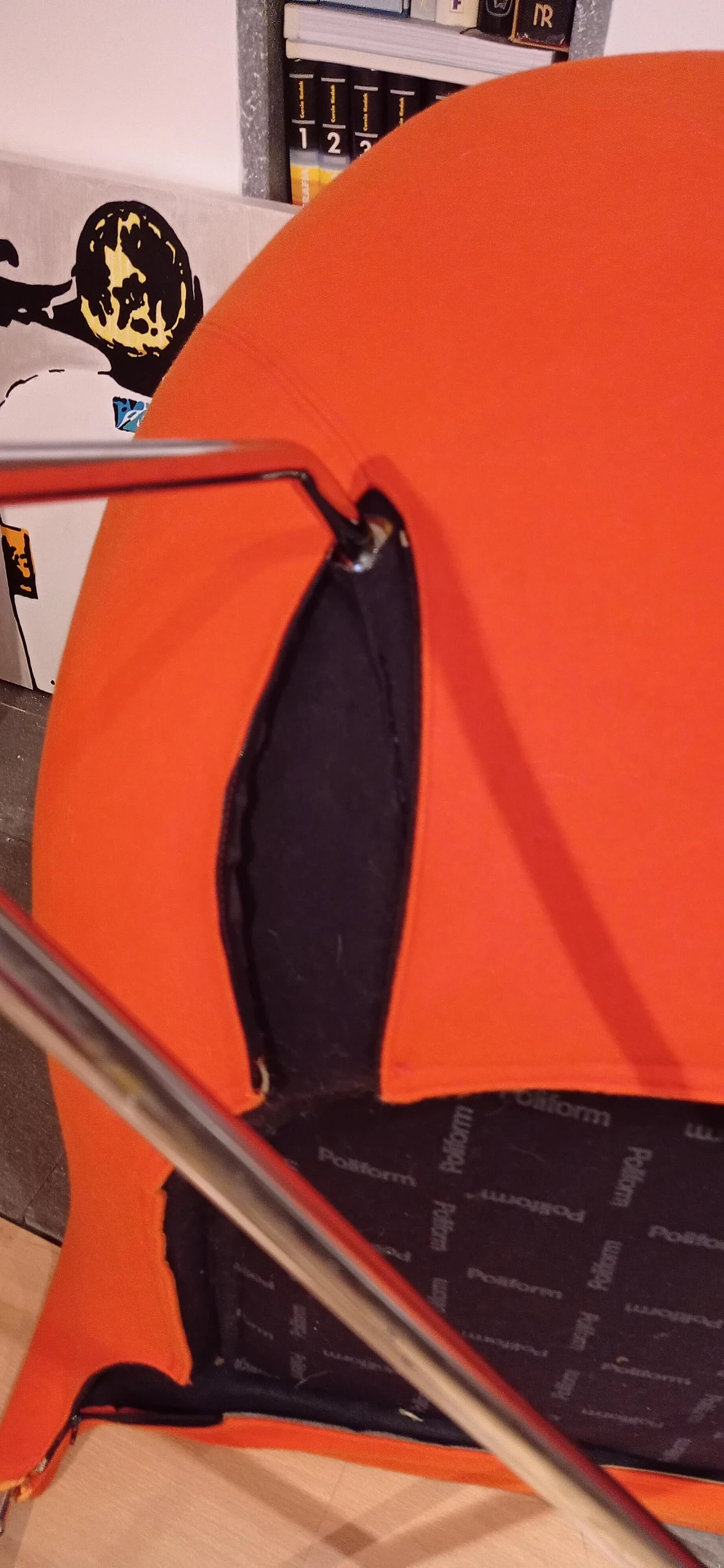 Pair of Bali armchairs by Carlo Colombo in orange fabric, 2000s 142