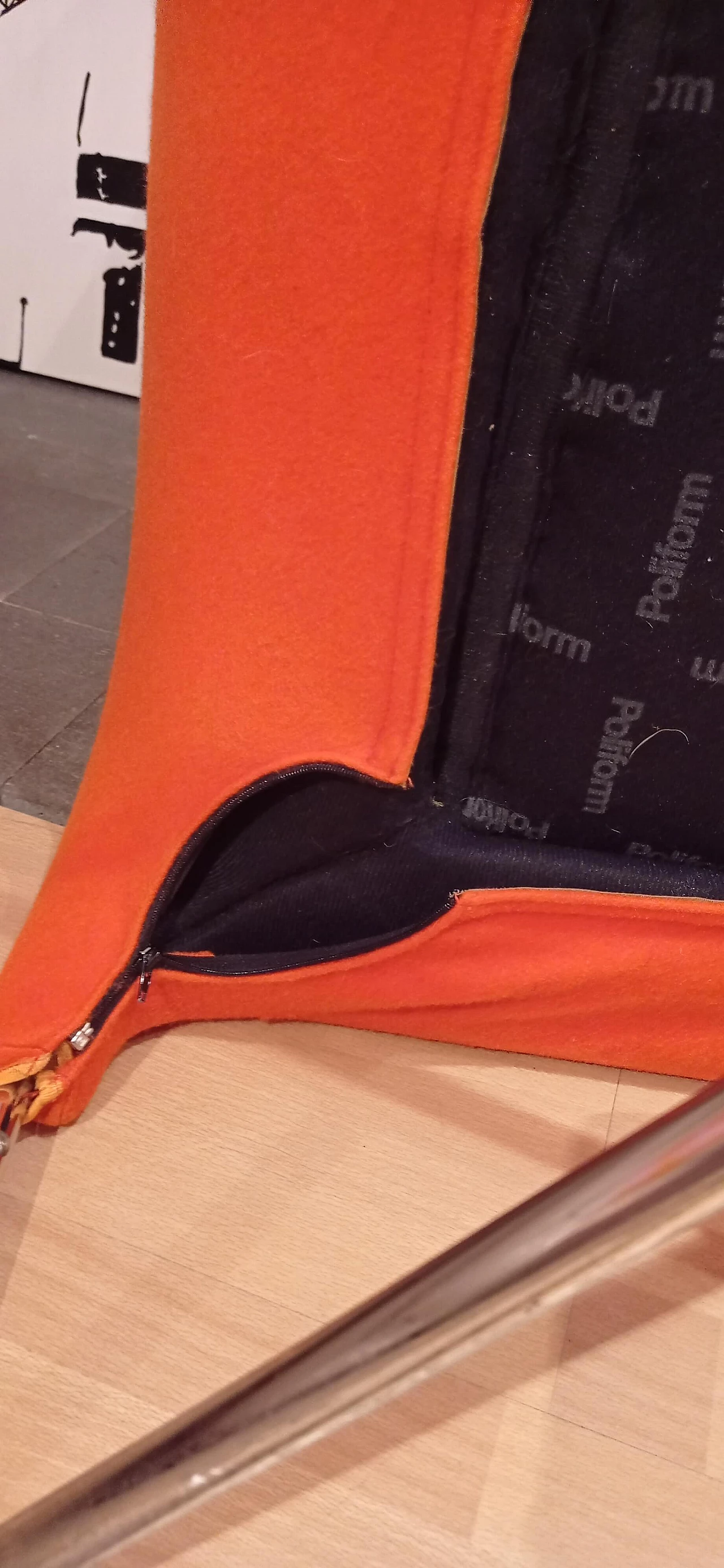 Pair of Bali armchairs by Carlo Colombo in orange fabric, 2000s 144