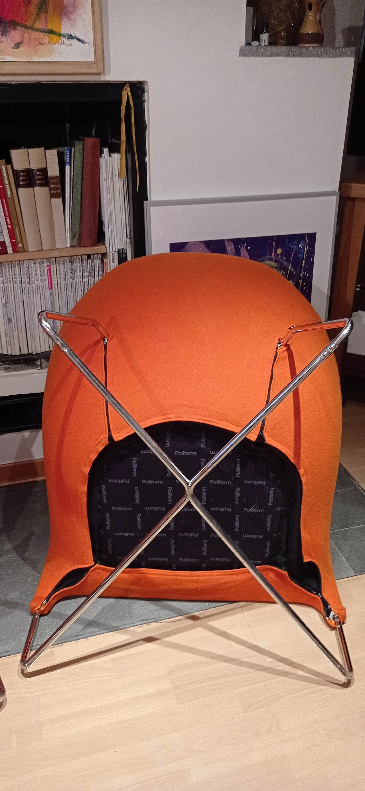 Pair of Bali armchairs by Carlo Colombo in orange fabric, 2000s 150