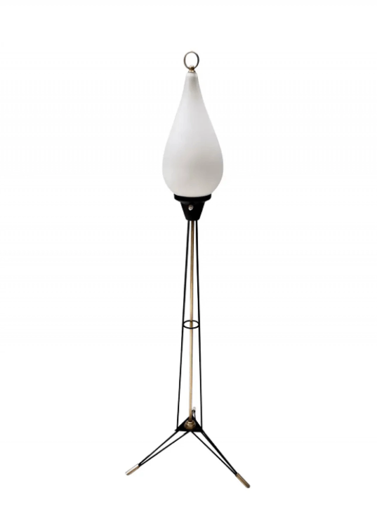 Opaline glass and iron floor lamp by Stilnovo, 1950s 1