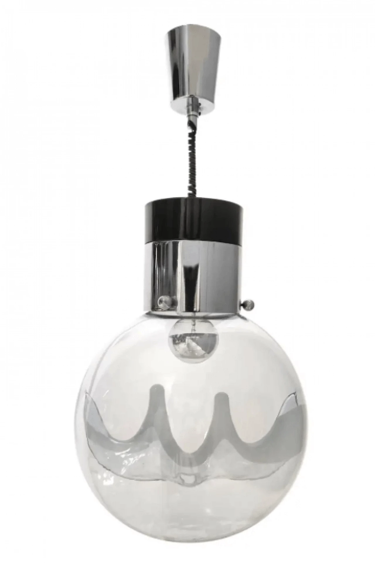 Murano glass and painted metal hanging chandelier by Toni Zuccheri for Venini, 1970s 1