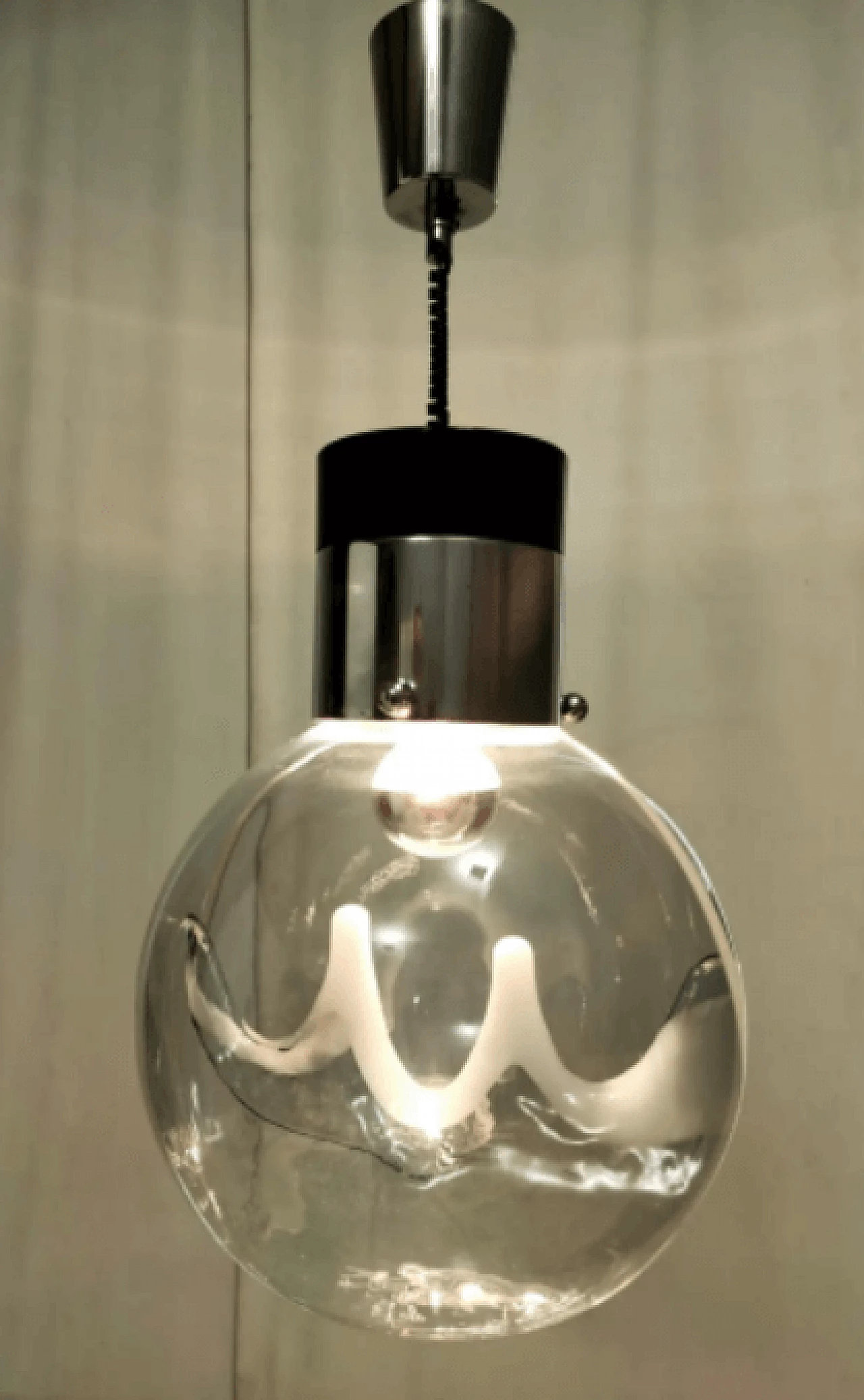 Murano glass and painted metal hanging chandelier by Toni Zuccheri for Venini, 1970s 2