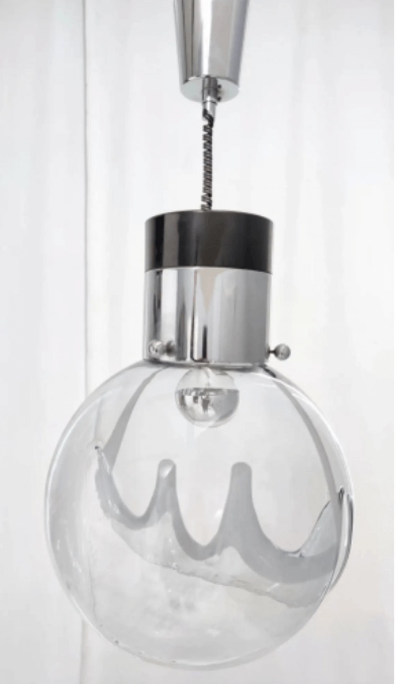 Murano glass and painted metal hanging chandelier by Toni Zuccheri for Venini, 1970s 4