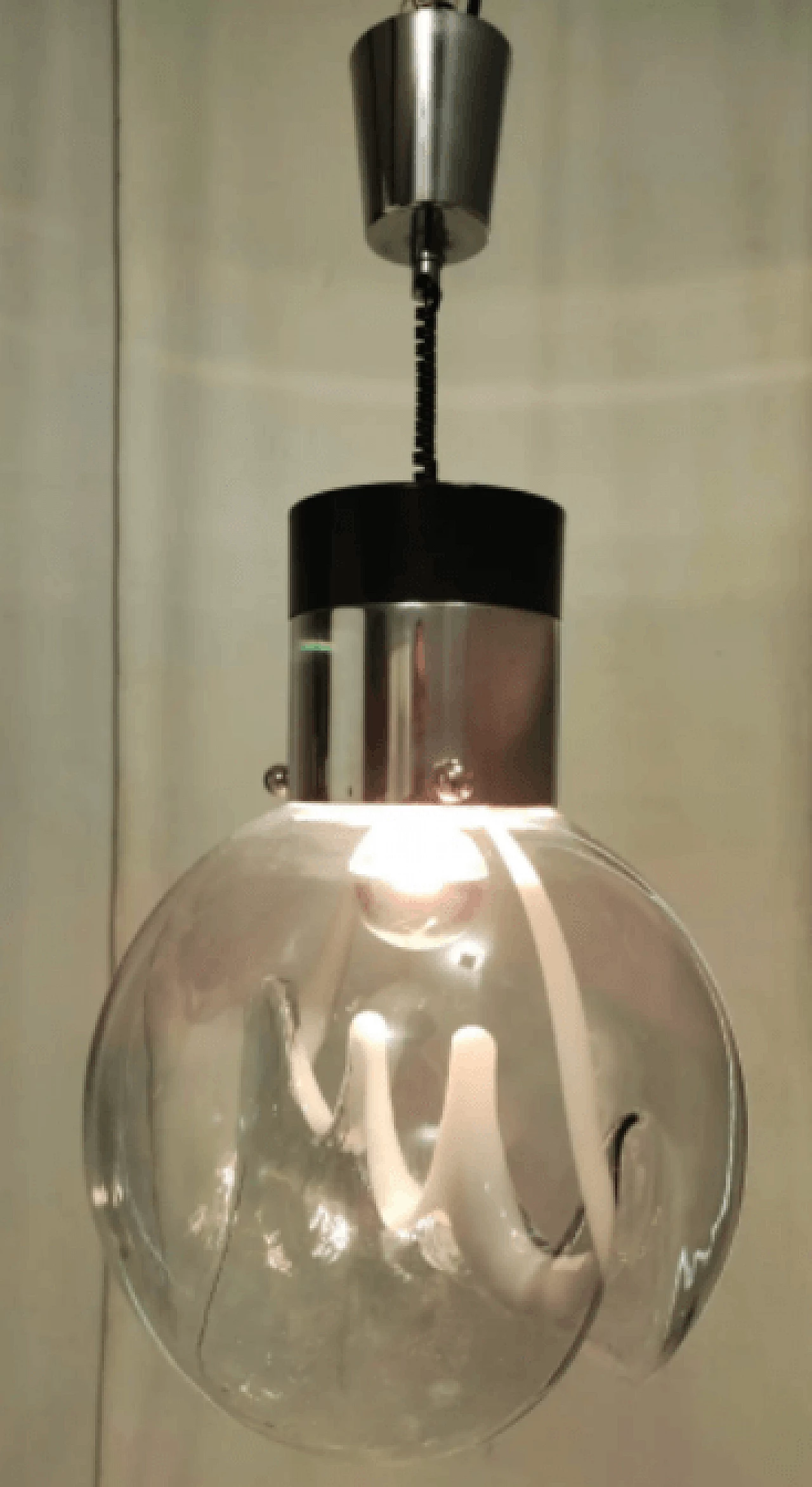 Murano glass and painted metal hanging chandelier by Toni Zuccheri for Venini, 1970s 5