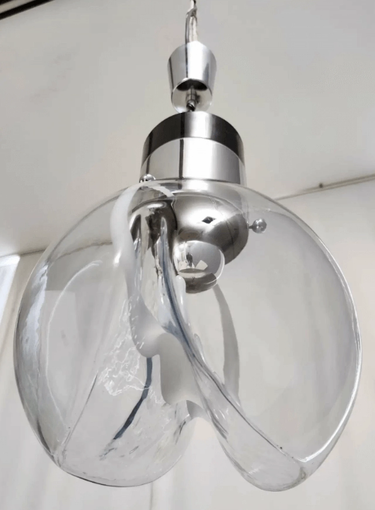 Murano glass and painted metal hanging chandelier by Toni Zuccheri for Venini, 1970s 8