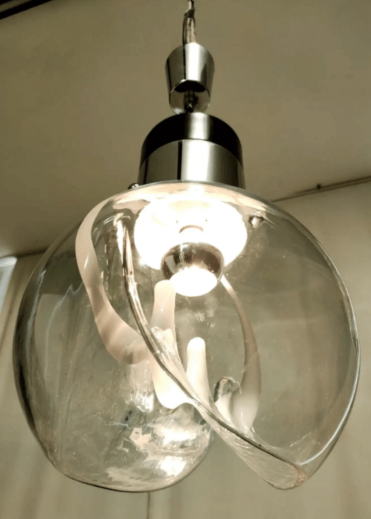 Murano glass and painted metal hanging chandelier by Toni Zuccheri for Venini, 1970s 9