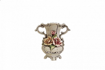 Brocca in ceramica di Capodimonte con decorazione floreale, anni '40