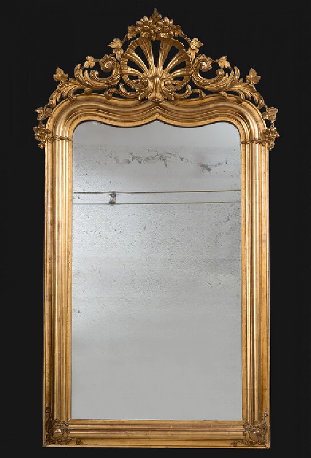 Specchiera in stile Luigi Filippo in legno dorato e intagliato, '800 1