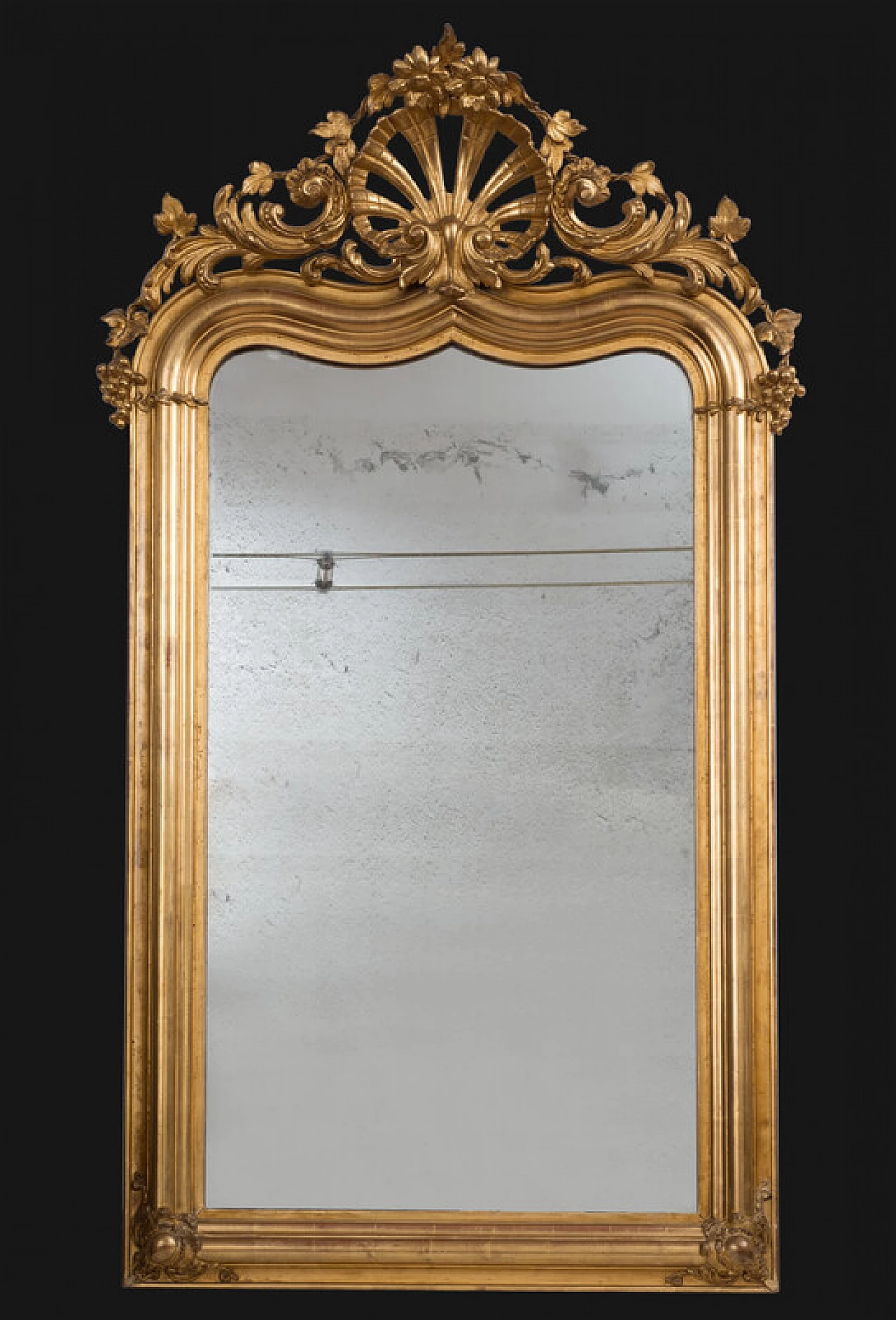 Louis Philippe style mirror in gilded and carved wood, 19th century 1