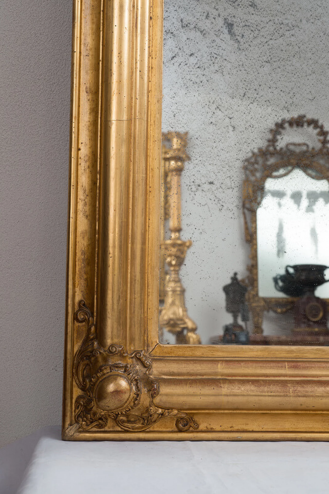 Louis Philippe style mirror in gilded and carved wood, 19th century 3
