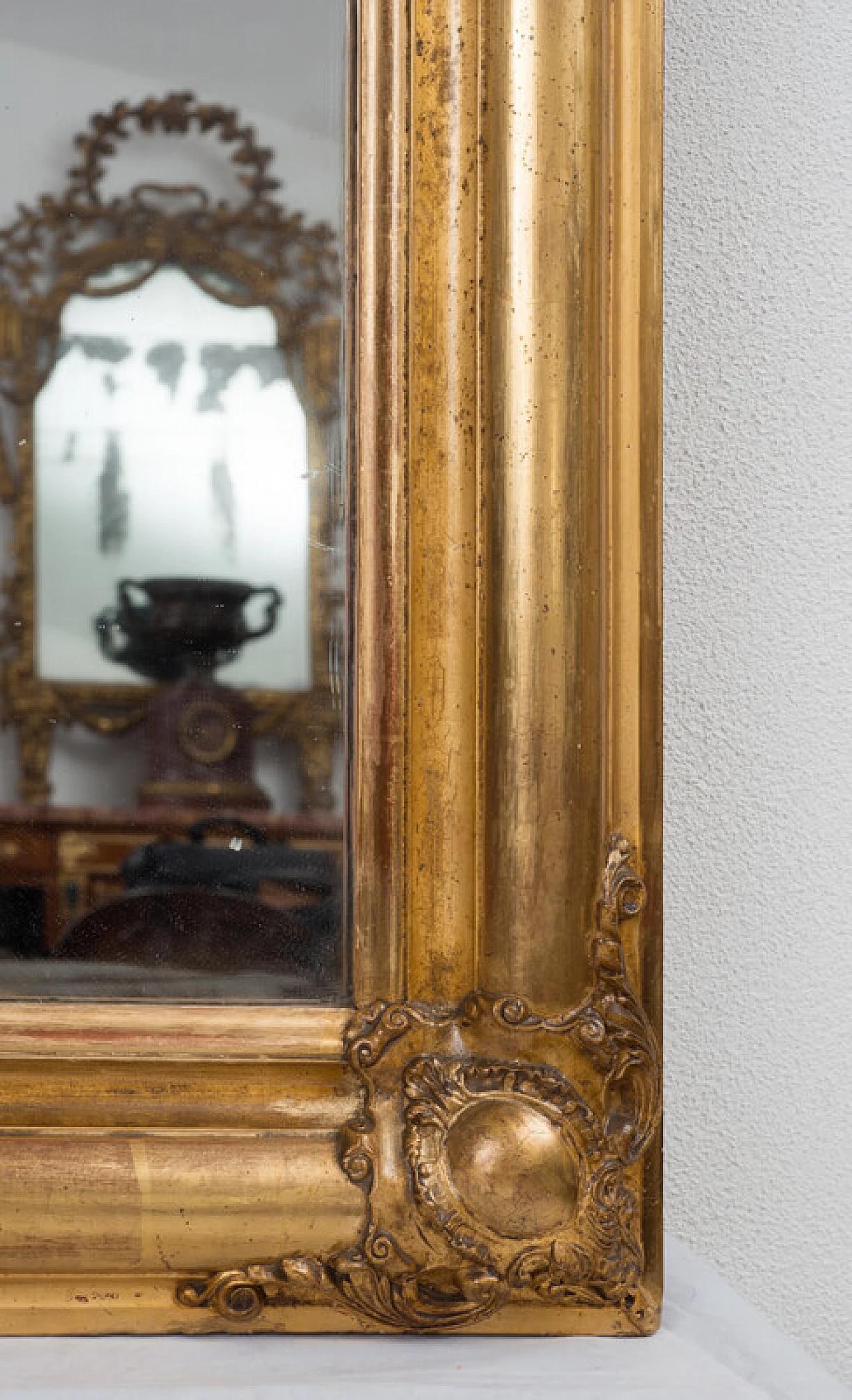 Specchiera in stile Luigi Filippo in legno dorato e intagliato, '800 3