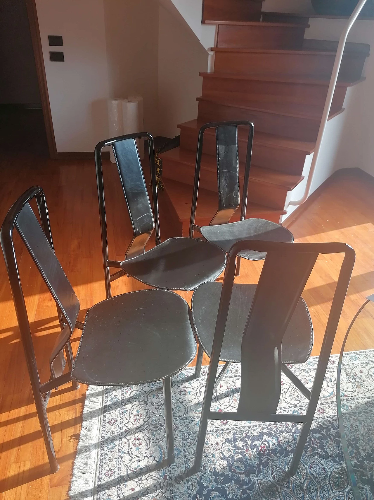 4 Black painted steel chairs by Zanotta 1340270