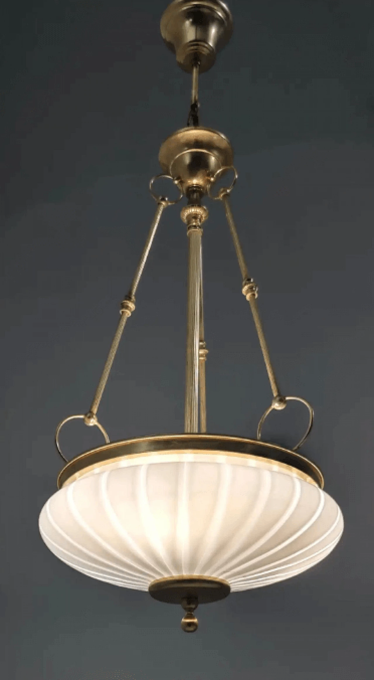 Murano glass and brass chandelier in neoclassical style, 1960s 4
