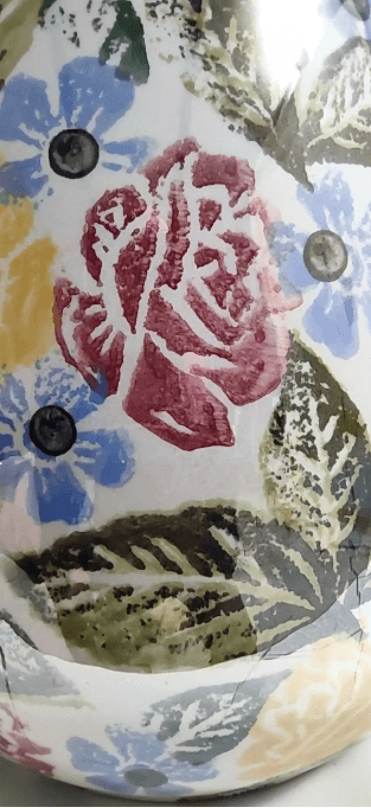 Vaso da fiori in porcellana di Bassano dipinta con motivi floreali, anni '60 6