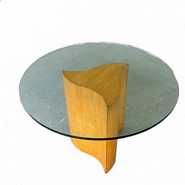 Birch and glass table, 1970s