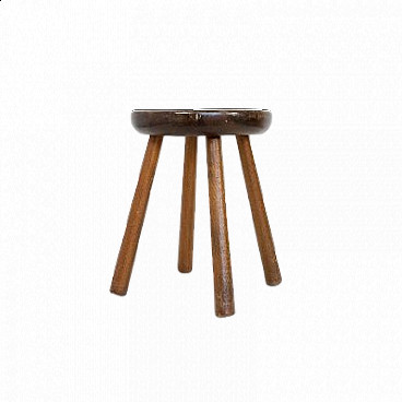 Chestnut wood stool, 1970s