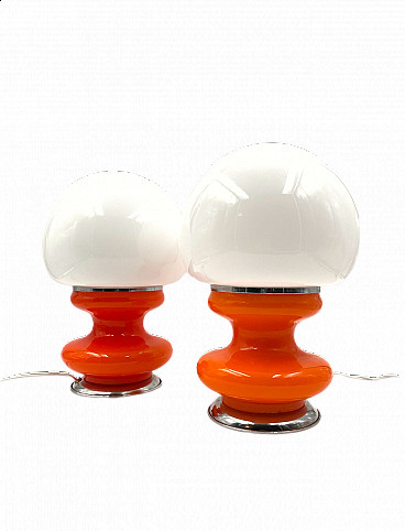 Pair of Murano glass Space Age table lamps, by Carlo Nason for AV Mazzega, 1970s