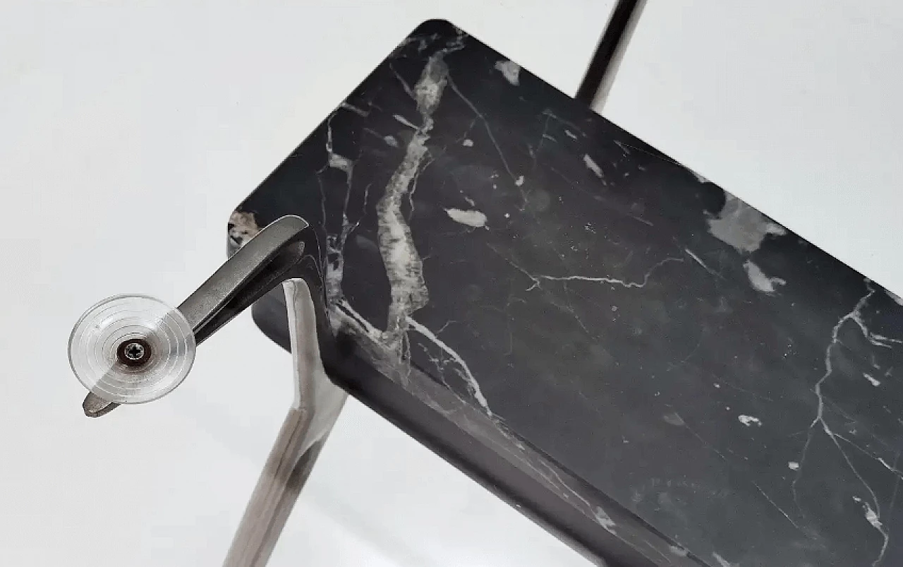 Tavolino ovale in vetro con marmo Portoro, anni '50 11