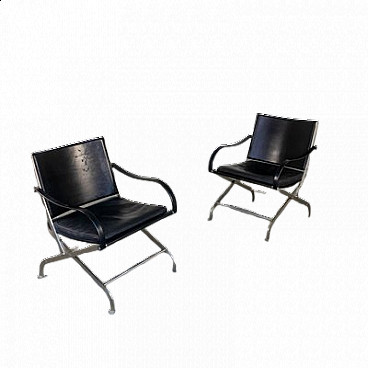 Pair of Cholotta leather chairs by Citterio for Flexform, 1990s