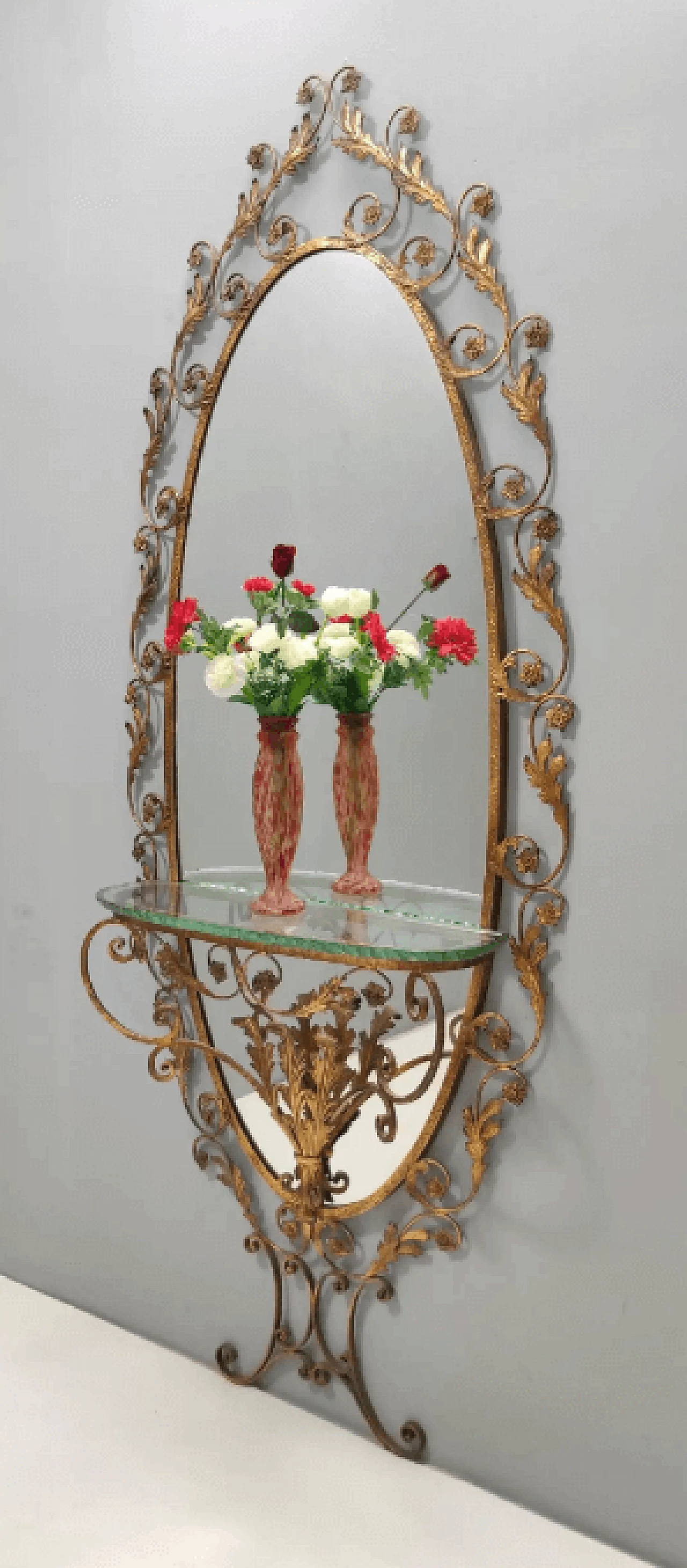 Entrance mirror and brass console table by Pierluigi Colli, 1960s 3